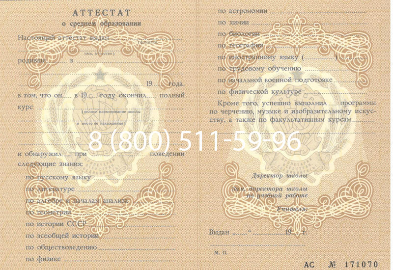 Купить Аттестат за 11 класс до 1994 в Салавате